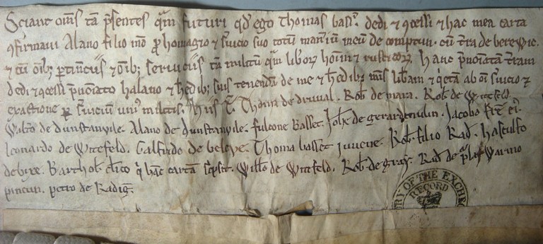 E40/4612: Grant by Thomas Basset of land in Compton Bassett and Berwick to Alan,
          his son, 1180x1182